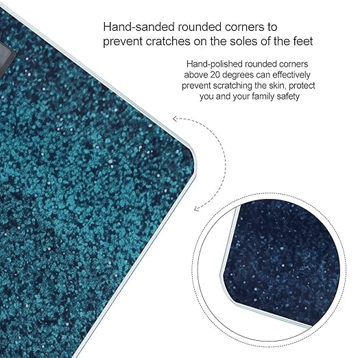 Teal Glitter Smart Scale for Body Weight Accurate Bathroom Scale with LED Display Digital Weight Scales Weighing Machine High Precision Scales for Bath Home