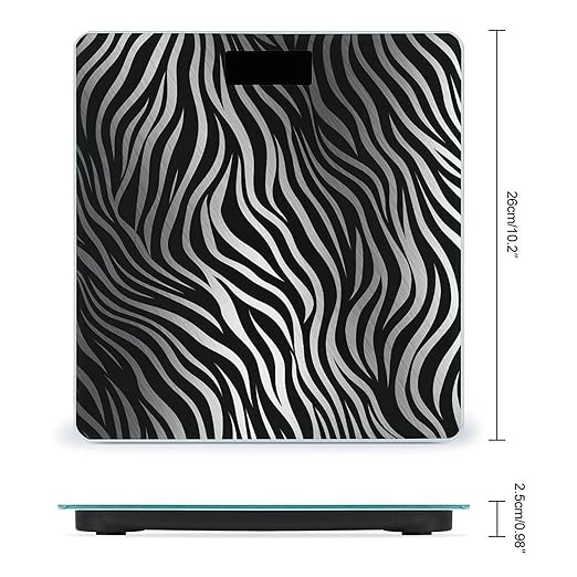 Digital Bathroom Scale for Body Weight Scale with Bright LCD Display High Accuracy Step-On Technology Auto On/Off Zebra Print Digital Scales 400 Lbs /180kg