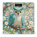 Owl Spring Flowers Turquoise Digital Bathroom Scale for Body Weight Weighing Scale with Backlit LCD Display High Precision Measurements &amp Measures Weight Up to 180kg