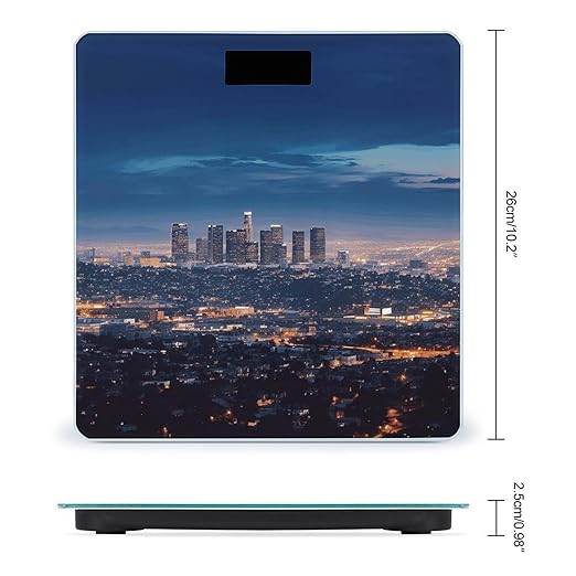 Los Angeles SkylineScale for Body Weight with LCD High Precision Weighing Scales Fashion Sturdy Tempered Glass Weight Scales Easy-to-Read Digital Bathroom Scale for Daily 400lb