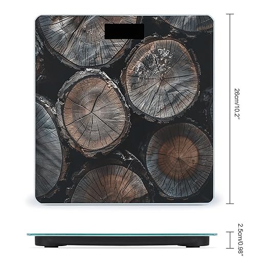 Round Cut Wood Smart Scale for Body Weight Accurate Bathroom Scale with LED Display Digital Weight Scales Weighing Machine High Precision Scales for Bath Home