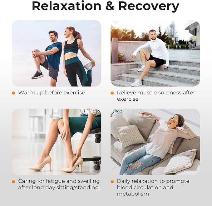 Nekteck Leg Compression Massager with Heat Leg Massager for Circulation and Pain Relief Air Compression Boot Massage Tool with 2 Heats 6 Modes Relaxation Tool for Men Women Athletes