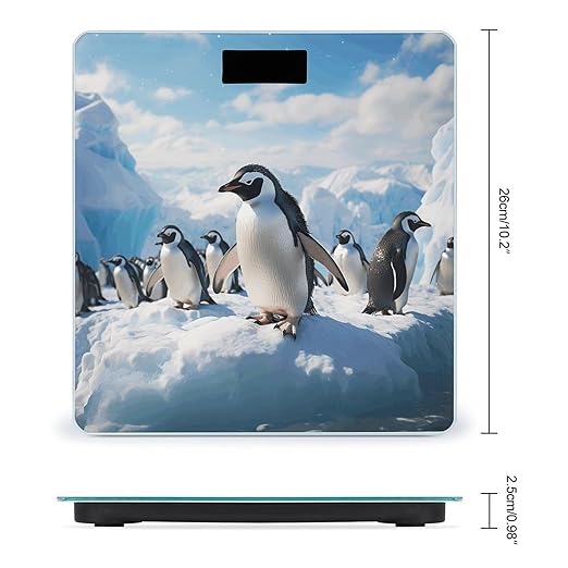 Penguins Bathroom Scale Large LCD Backlight Display Digital Scale Rounded Corners Body Scales Automatic Power On/Off Bathroom Scales for Home Bedrooms