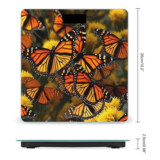 Monarch ButterflieScale for Body Weight with LCD High Precision Weighing Scales Fashion Sturdy Tempered Glass Weight Scales Easy-to-Read Digital Bathroom Scale for Daily 400lb