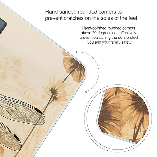 Dragonfly on Sunflower Scale for Body Weight Accurate Digital Bathroom Scale Toughened Glass High Precision Scales Smart Weight Scales with Large LCD Backlight Display Weighing Machine