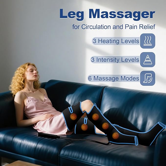 Leg Massager for Circulation and Pain Relief Leg Massager with Heat and Compression Leg Air Compression Massager Gift for Women Men Mom Dad