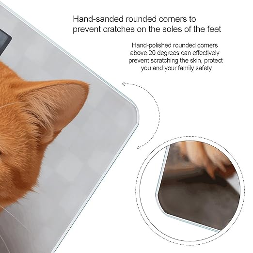Cartoon Cat Orange Smart Scale for Body Weight Digital Bathroom Scale Toughened Glass Weight Scale with Large LCD Backlight Display High Precision Scales Weighing Machine