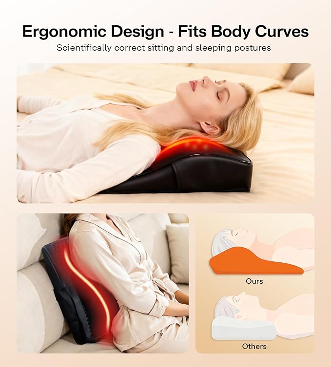 ALLJOY Back Massager with Heat Electric Shiatsu Massage Pillow with LCD Display 4 Modes &amp 3 Intensities Deep Tissue Kneading for Lower Back Neck Shoulder Leg Ideal Gifts for Men Women