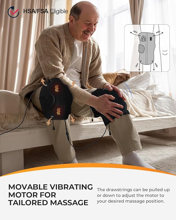 CooCoCo FSA Eligible Knee Massager with Adjustable Vibration Motor Knee Heating Pad for Pain Relief Knee Massager with Heat Heating Pad for Knee