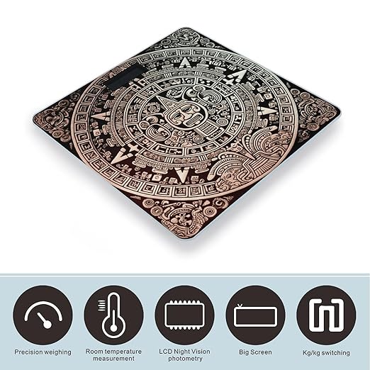 Mayan Calendar End of The World Scale for Body Weight Accurate Digital Bathroom Scale Toughened Glass High Precision Scales Smart Weight Scales with Large LCD Backlight Display Weighing Machine