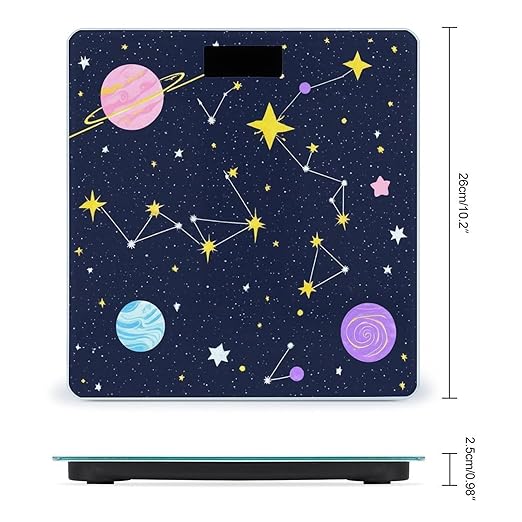 Automatic Switch Digital Bathroom Weighing Scale Smart Scale for Body Weight Blue Zodiac Galaxy Starry Night Stars Glow in The Dark Midnight