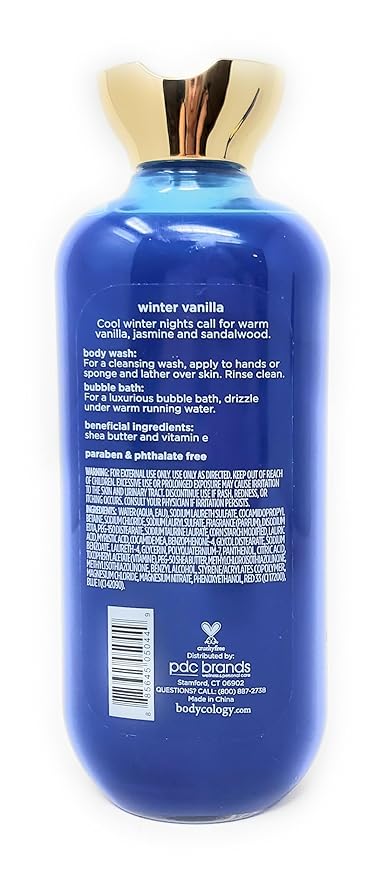 Winter Vanilla 2 in 1 Body Wash &amp Bubble Bath 16 fl oz &amp Winter Vanilla Butter Body Cream 8 oz (Pack of 2)