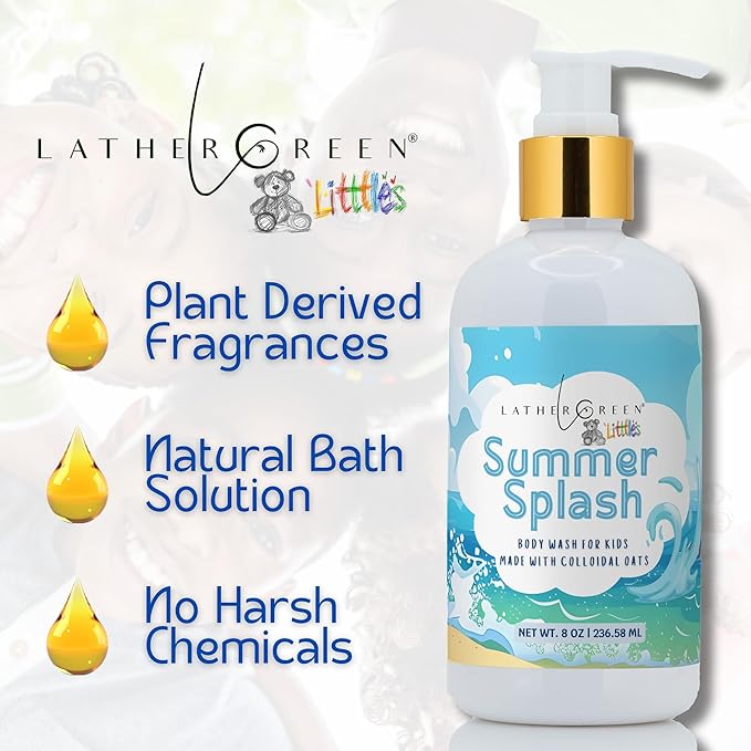 Kids Body Wash – Plant Based Gentle Moisturizer with Shea Butter – Safe for Sensitive Skin – Summer Splash – 3 Pack (8 oz Each)