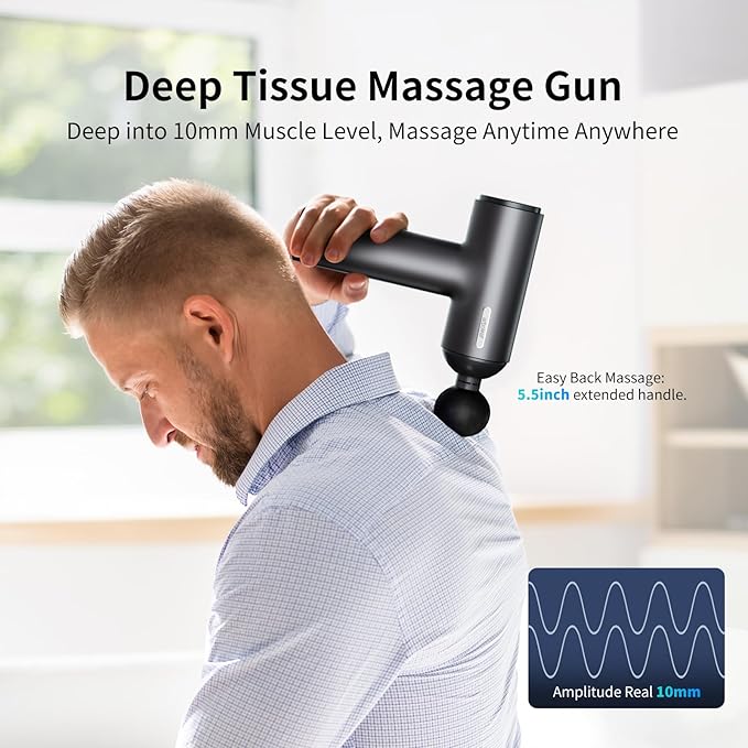 arboleaf Massage Gun deep Tissue 6 Speeds Powerful Handheld Percussion Muscle Massager Gun with Portable Travel Case for Back Shoulder Sore Muscles Pain Relief for Athletes Relax Gifts