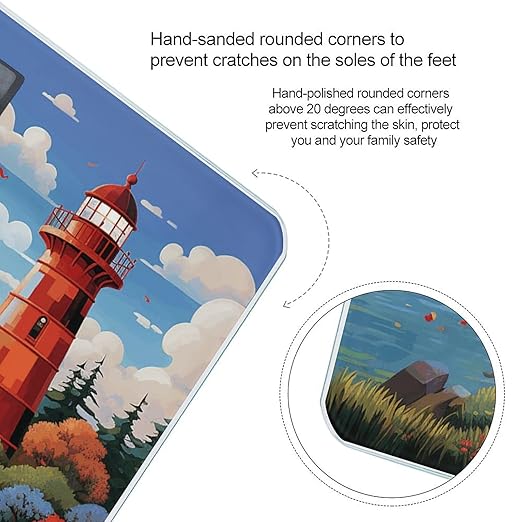 Coastal Lighthouse Bathroom Scale Rounded Smart Scale for Body Weight Automatic Power On/Off Weight Scales Accurate Bathroom Digital Scales for Pet Home Bedroom Kitchen