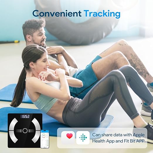 Body Fat Scale Smart Weight Scale Digital Bathroom Scale with Bluetooth functionality Capable of Analyzing Body Fat Muscle Mass Water Content and Bone Mass.