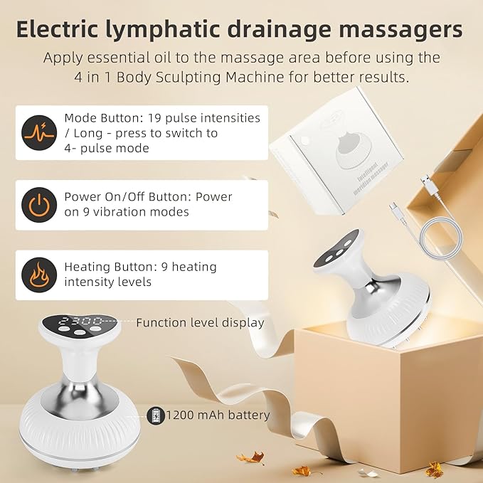 Lymphatic Drainage Massager - Helps Reduce Stretch Marks &amp Cellulitefor Legs Arms BellyBody Sculpting Machine with MicrocurrentHeatVibrationLight Women's Day Gifts for Women