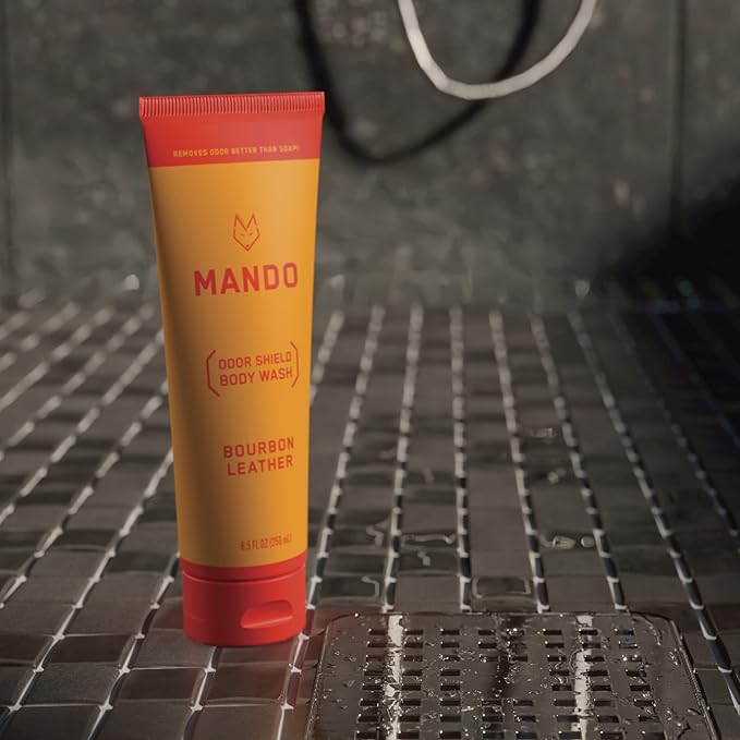 Mando Odor Shield Body Wash - Mt. Fuji and Bourbon Leather Scents - 24 Hour Control Removes Odor Better than Soap | Mt Fuji | SLS Free Paraben Free Skin Safe