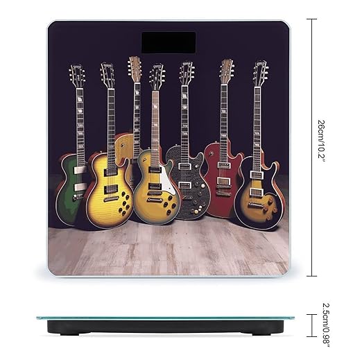 Guitar Collection Bathroom Scale for Body Weight Bathroom Weighing Scale with Backlit LCD Display Highly Accurate Measures Weight Up to 180kg