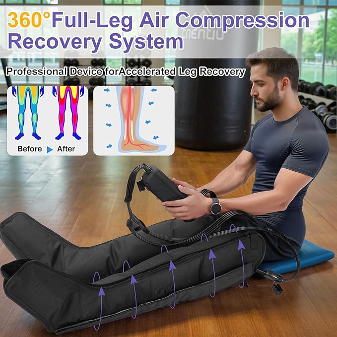 Air Compression Therapy System Leg Massager for Pain and Circulation Full Leg Recovery Boots Cordless Air Compression Boots Fast Recovery Therapy for Athletes M