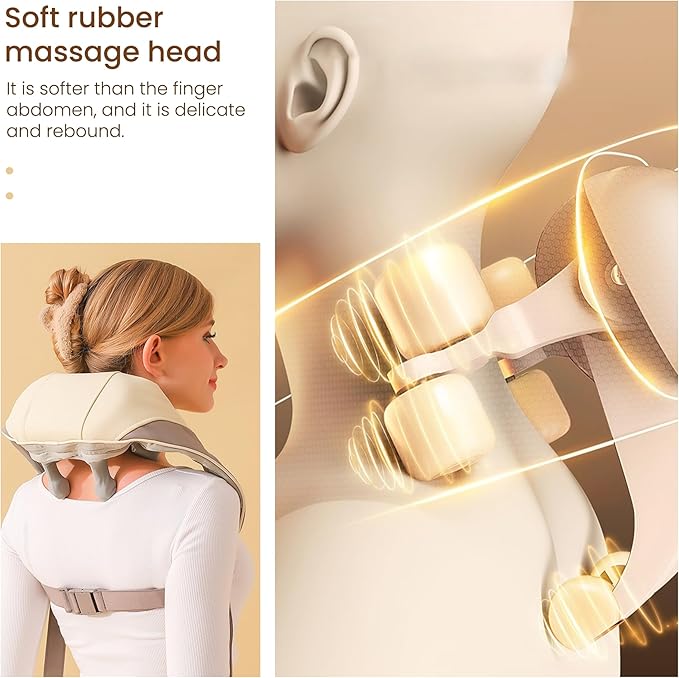 Snugger Neck and Shoulder Massager with Heat Cordless Neck Massager for Pain Relief Deep Tissue Shiatsu Neck Massager Heated Neck and Shoulder Massager Muscle Relaxation Therapy