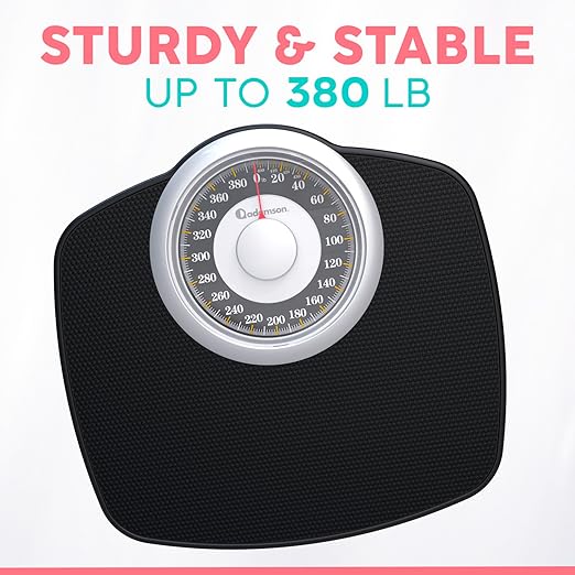Adamson A25 Scales for Body Weight - Up to 400 LB - 5.3 Dial on 12.4 x 10.2 Platform - Anti-Skid Rubber Surface - High Precision Bathroom Scale Analog - Durable with 20-Year Assurance - Gold