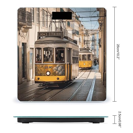 Lisbon Tram Smart Scale for Body Weight Accurate Bathroom Scale with LED Display Digital Weight Scales Weighing Machine High Precision Scales for Bath Home