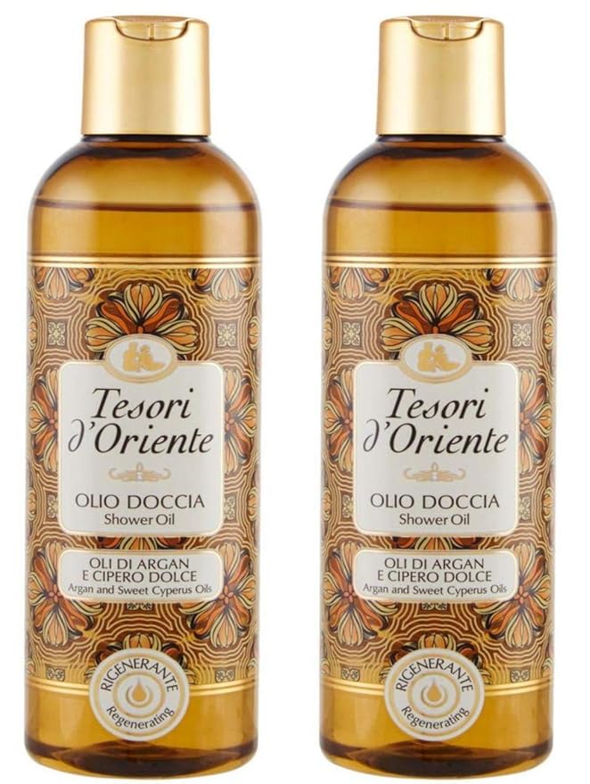 Tesori D'oriente Shower OilArgan and Sweet Cyperus 250ml 8.45fl.oz (Pack of 2)