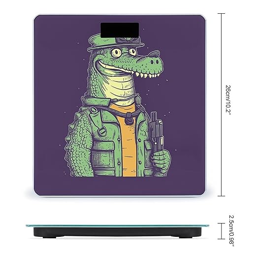 Crocodile Holding Gun Weight Scale Digital Electronic Scales Bathroom Scale Larg LCD Backlight Display High Precision MeasurementsTempered Glass