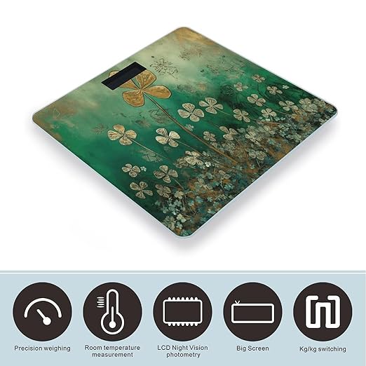 Plant Pattern on Wall Scale for Body Weight Digital Bathroom Scale Accurate Smart Weight Scales with Large Display Weighing Machine High Precision Scales