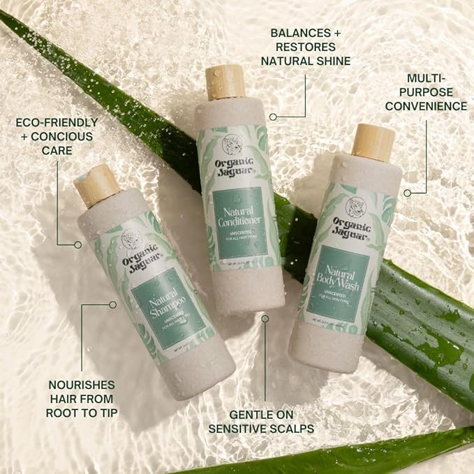 Organic Jaguar Natural Body Wash with Aloe Vera Gel and Shea Butter Bath and Shower Soap Cleanser for Body Care Leaves Skin Soft &amp Hydrated Unscented Sulfate and Paraben Free 13.5 fl oz