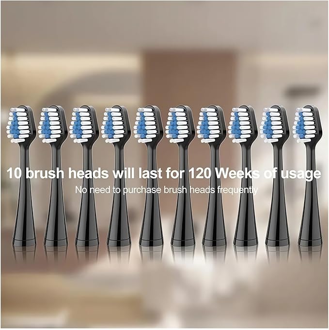 Replacement Toothbrush Compatible with AquaSonic Duo Series Heads Electric Toothbrush Head Accessories(5PCS Black)