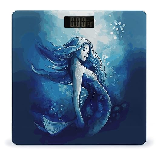 Blue Mermaid Bathroom ScaleHighly Accurate Digital Weighing Machine for People Bright LED Display Weight Scale for The Aldult Home Use
