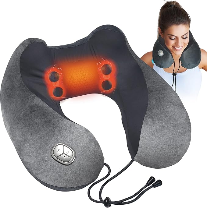 Neck Massager Pillow with Heat - FSA or HSA EligiblePortable Shiatsu Neck Massage Pain Relief Deep TissueHeated Pillow for TravelOffice &amp HomeIdeal Gift for HerHim