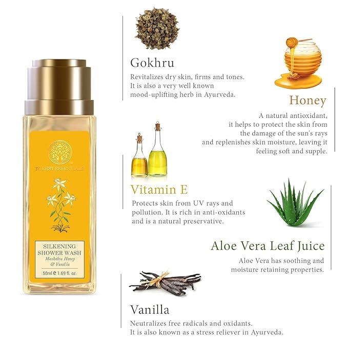 Forest-Essentials Silkening Shower Wash Mashobra Honey &amp Vanilla
