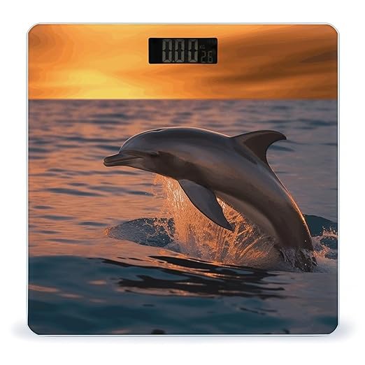 Dusk Dolphin Scale for Body Weight Sturdy Tempered Glass Weighing Scales with LCD Display Accurate Digital Bathroom Scale Convenient Body Fat Smart Scales 400lb