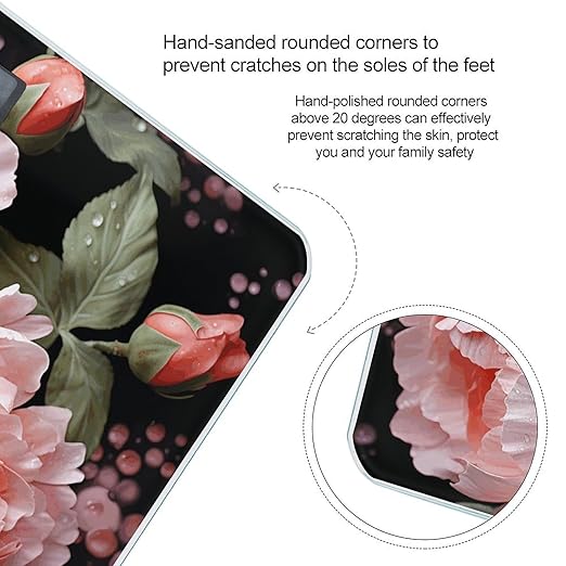 Peony Flowers Rose Bathroom Scale Rounded Smart Scale for Body Weight Automatic Power On/Off Weight Scales Accurate Bathroom Digital Scales for Pet Home Bedroom Kitchen