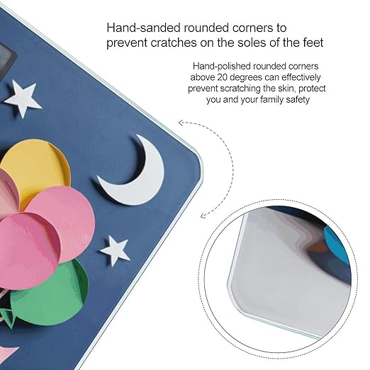 Happy Birthday Balloon Smart Scale for Body Weight Digital Bathroom Scale Toughened Glass Weight Scale with Large LCD Backlight Display High Precision Scales Weighing Machine