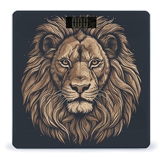 Cartoon Lion Bathroom Scale for Body Weight LCD Display Digital Bathroom Scale Tempered Glass Bathroom Weight Scales Fashion Smart Scales for Home Bedroom 400 Lb