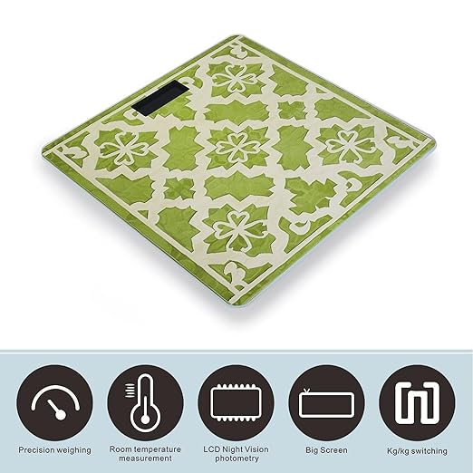Digital Bathroom Scale for Body Weight Scale with Bright LCD Display High Accuracy Step-On Technology Auto On/Off Lime Green and White Digital Scales 400 Lbs /180kg
