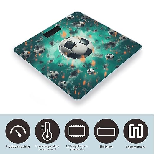Soccer Scale for Body Weight Precision Bathroom Weighing Scales with Back Lit LCD Display Sturdy Tempered Glass Body Weight Scales Digital Bathroom Scale 400lb