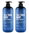 Tea Tree Body Wash with Mint &amp Shower Gel with Vitamin E for Jock Itch Eczema Ringworm Body Odor Body Wash Women &amp Men with Added Body OilsLARGE 20.2 FL Oz Bottle (Tea Tree Mint Pack of