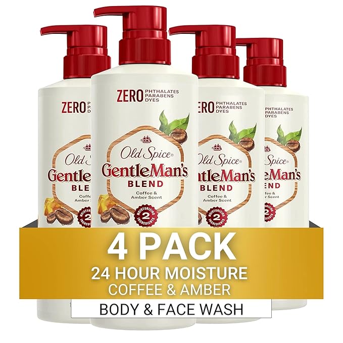 Old Spice Men's Body Wash GentleMan's Blend Coffee &amp Amber 16.9 oz Pack of 4
