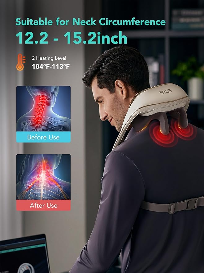 SKG 2025 Neck Massager for Pain Relief Deep Tissue 6D Kneading with Heat Cordless Neck &amp Shoulder Massage Valentine Gift for Men &amp Women H5 Mini
