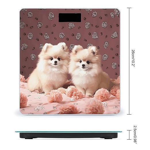 Pomeranians Puppies and Point Scale with LCD Precision Weighing Scales Sturdy Tempered Glass Weight Scales Easy-to-Read Anti-Slip Weight Digital Bathroom Scale for Daily