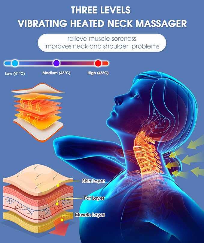 Neck Stretcher Cervical Traction Device3 Adjustable Modes Neck Traction Device Portable Heated Wireless Neck and Shoulder Relaxer Corrector Pillow for TMJ Pain Relief and Cervical Spine Alignment