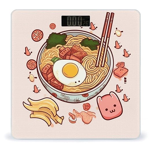 Delicious Sweet Ramen Bathroom Scale Rounded Smart Scale for Body Weight Automatic Power On/Off Weight Scales Accurate Bathroom Digital Scales for Pet Home Bedroom Kitchen