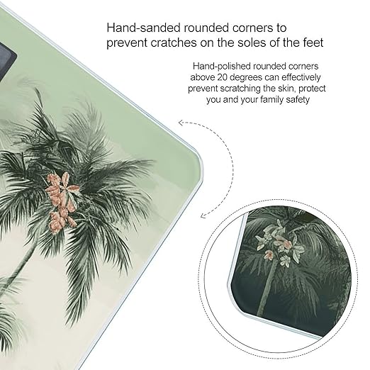 Tropical Palm Trees Scale for Body Weight Digital Bathroom Scale Accurate Smart Weight Scales with Large Display Weighing Machine High Precision Scales