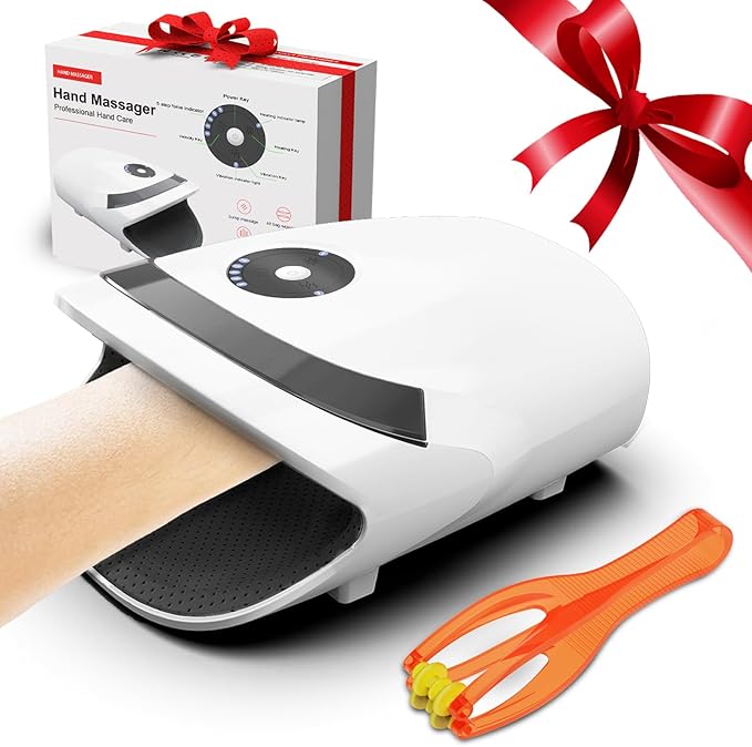 Xllent Hand Massager with Compression &amp HeatingMothers Day Gifts for Him and HerElectric Hand Massager for Arthritis and Carpal TunnelGifts for Women Men Her Him(White)