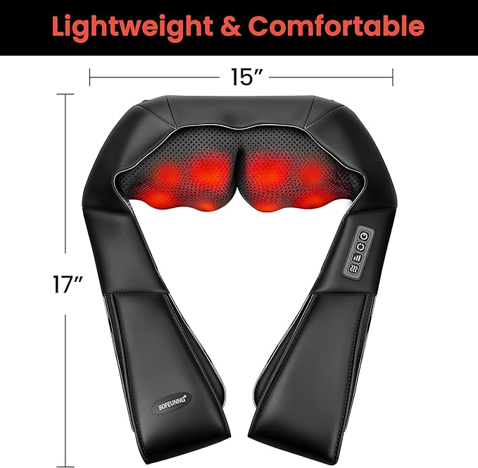 Shiatsu Neck and Back Massager for Pain Relief Deep Tissue Neck and Shoulder Massager with Heat Electric Kneading Back Massage for Muscle Waist Leg and Foot Best Gift for Women Men Mom Dad